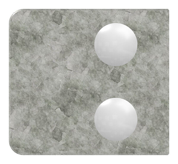 Glasklemme Mod. 31, Maße: 45x45x26mm, Anschluss: 42,4mm, Zink roh, inkl. aller Schrauben und Abdeckplättchen, mit AbZ