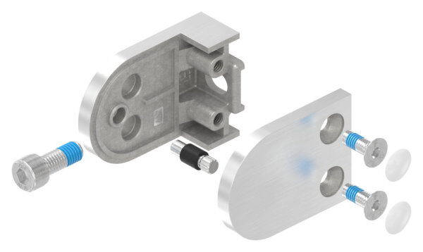 Glasklemme Mod. 32, Maße: 63x45x28mm, Anschluss: gerade, V2A, inkl. aller Schrauben und Abdeckplättchen, mit AbZ