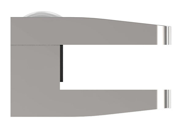Glasklemme Mod. 34, Maße: 52x52x32,5mm, Anschluss: gerade, V4A,  hochglanzpoliert, inkl. aller Schrauben und Abdeckplättchen, mit AbZ