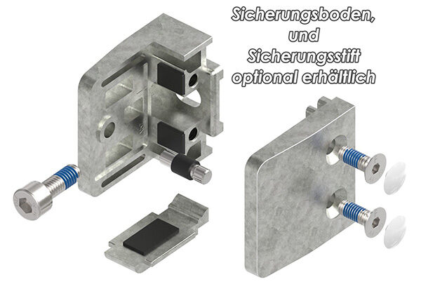 Glasklemme Mod. 34, Maße: 52x52x32,5mm, Anschluss: gerade, Zink roh, inkl. aller Schrauben und Abdeckplättchen, mit AbZ