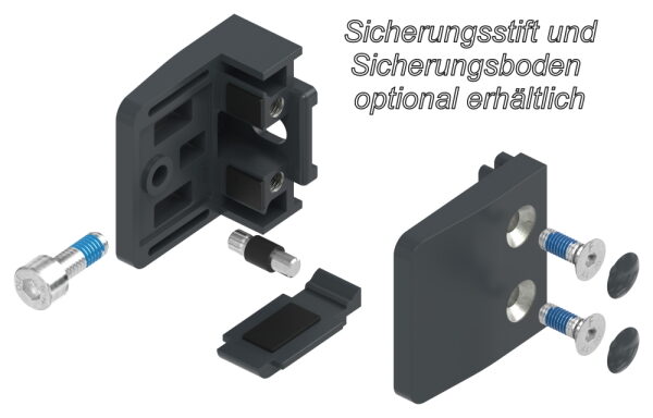 Glasklemme Mod. 34, Maße: 52x52x32,5mm, Anschluss: gerade, Zink roh pulverbeschichtet RAL 7016 matt, inkl. aller Schrauben und Abdeckplättchen, mit AbZ