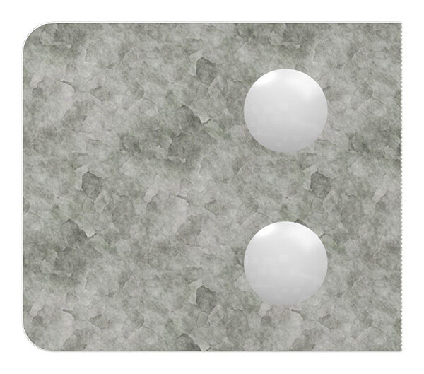 Glasklemme Mod. 34, Maße: 52x52x32,5mm, Anschluss: 42,4mm, Zink roh, inkl. aller Schrauben und Abdeckplättchen, mit AbZ