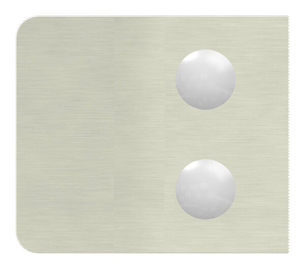 Glasklemme Mod. 34, Maße: 52x52x32,5mm, Anschluss: 42,4mm, in Edelstahleffekt, inkl. aller Schrauben und Abdeckplättchen, mit AbZ