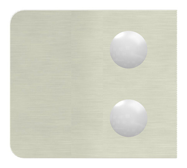 Glasklemme Mod. 34, Maße: 52x52x32,5mm, Anschluss: 48,3mm, in Edelstahleffekt, inkl. aller Schrauben und Abdeckplättchen, mit AbZ