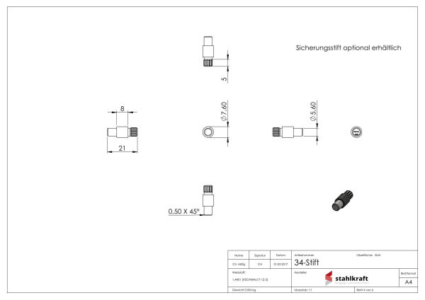 Glasklemme Mod. 34, Maße: 52x52x32mm, Anschluss: 76,1mm, Zink roh, inkl. aller Schrauben und Abdeckplättchen, mit AbZ