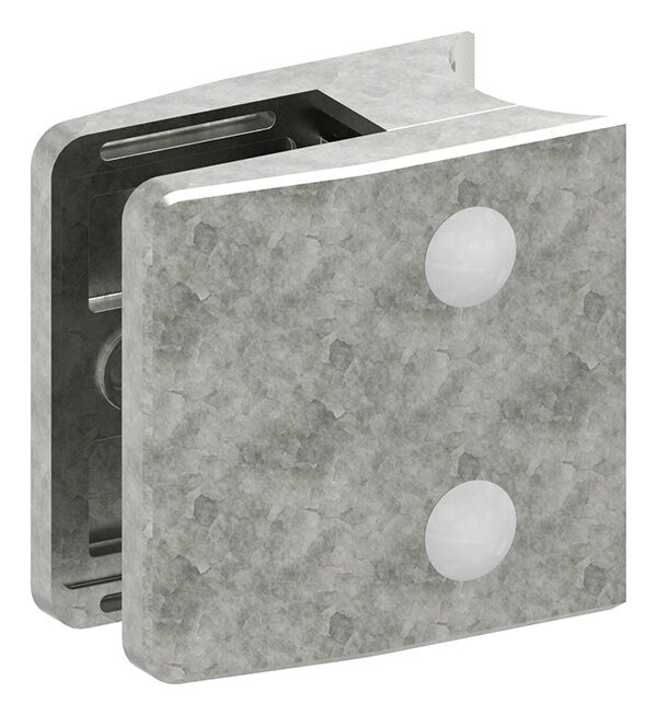 Glasklemme Mod. 35, Maße: 55x65x37mm, Anschluss: 42,4mm, Zink roh, inkl. aller Schrauben und Abdeckplättchen, mit AbZ