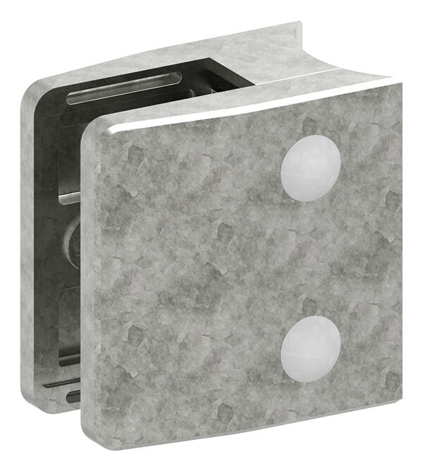 Glasklemme Mod. 35, Maße: 55x65x37mm, Anschluss: 60,3mm, Zink roh, inkl. aller Schrauben und Abdeckplättchen, mit AbZ