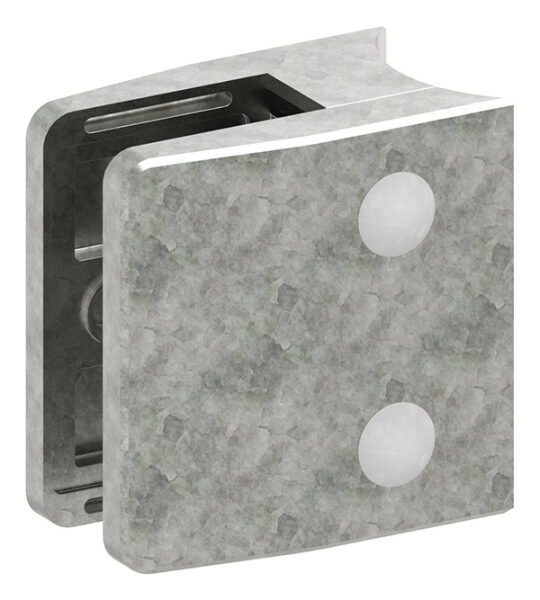 Glasklemme Mod. 35, Maße: 55x65x37mm, Anschluss: 60,3mm, Zink roh, inkl. aller Schrauben und Abdeckplättchen, mit AbZ