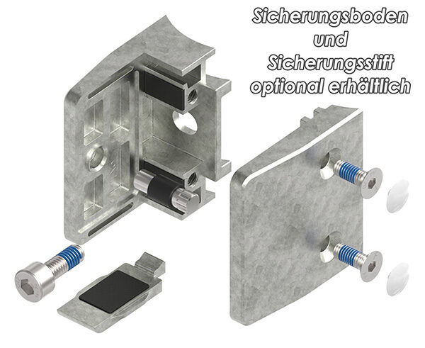 Glasklemme Mod. 35, Maße: 55x65x37mm, Anschluss: 60,3mm, Zink roh, inkl. aller Schrauben und Abdeckplättchen, mit AbZ