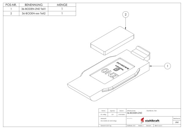 Sicherungsplatte für Mod. 36 - Zinkdruckguss