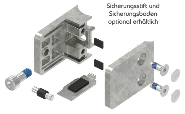 Glasklemme Mod. 36, Maße: 45 x 55 x 28,5mm, Anschluss: 33,7mm, in Zink roh, inkl. aller Schrauben und Abdeckplättchen, AbZ/AbG in Vorbereitung