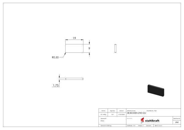 Sicherungsplatte für Mod. 38 - Edelstahleffekt