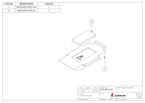 Sicherungsplatte für Mod. 38 - Edelstahleffekt