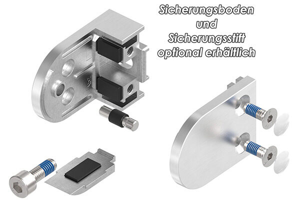 Glasklemme Mod. 38, Maße: 63x45x30mm, Anschluss: gerade, V4A, inkl. aller Schrauben und Abdeckplättchen, mit AbZ