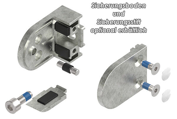 Glasklemme Mod. 38, Maße: 63x45x30mm, Anschluss: gerade, Zink roh, inkl. aller Schrauben und Abdeckplättchen, mit AbZ
