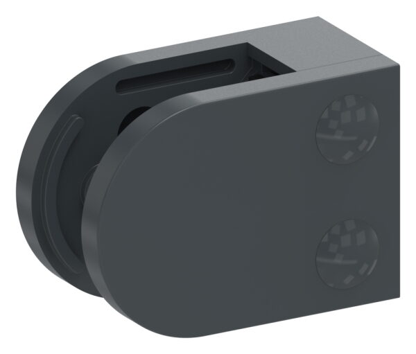 Glasklemme Mod. 38, Maße: 63x45x30mm, Anschluss: gerade, Zink roh pulverbeschichtet RAL 7016 matt, inkl. aller Schrauben und Abdeckplättchen, mit AbZ