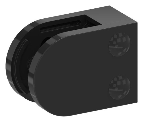 Glasklemme Mod. 38, Maße: 63x45x30mm, Anschluss: gerade, Zink roh pulverbeschichtet RAL 9005 matt, inkl. aller Schrauben und Abdeckplättchen, mit abZ