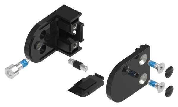 Glasklemme Mod. 38, Maße: 63x45x30mm, Anschluss: gerade, Zink roh pulverbeschichtet RAL 9005 matt, inkl. aller Schrauben und Abdeckplättchen, mit abZ