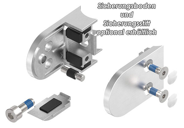 Glasklemme Mod. 38, Maße: 63x45x30mm, Anschluss: 33,7mm, V2A, inkl. aller Schrauben und Abdeckplättchen, mit AbZ