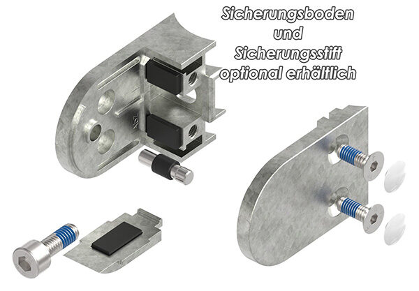 Glasklemme Mod. 38, Maße: 63x45x30mm, Anschluss: 42,4mm, Zink roh, inkl. aller Schrauben und Abdeckplättchen, mit AbZ