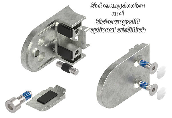 Glasklemme Mod. 38, Maße: 63x45x30mm, Anschluss: 48,3mm, Zink roh, inkl. aller Schrauben und Abdeckplättchen, mit AbZ