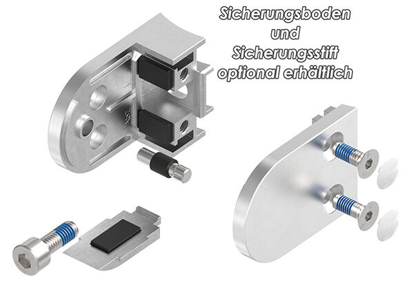 Glasklemme Mod. 38, Maße: 63x45x30mm, Anschluss: 76,1mm, V4A, inkl. aller Schrauben und Abdeckplättchen, mit AbZ