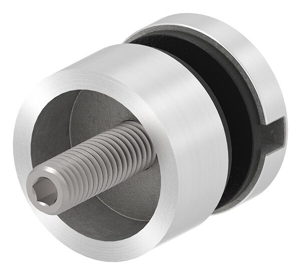 Glaspunkthalter, Ø 30mm, Anschluss: flach, Gewinde M8, Glasbohrung: mind. 15mm, Klemmbereich: 6,0 - 12,76mm, V4A, inkl. Gummi