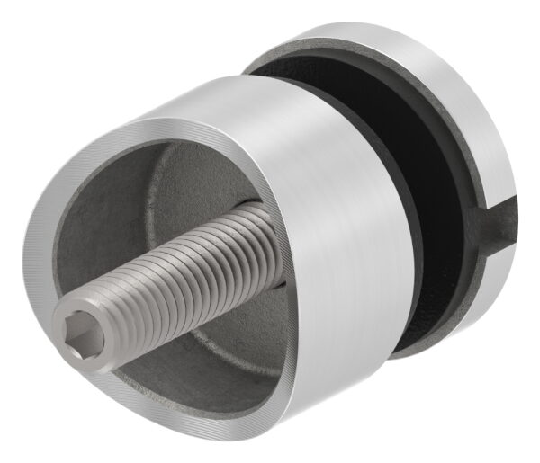 Glaspunkthalter, Ø 30mm, Anschluss: 48,3mm, Gewinde M8, Glasbohrung: mind. 15mm, Klemmbereich: 6,0 - 12,76mm, V2A, inkl. Gummi