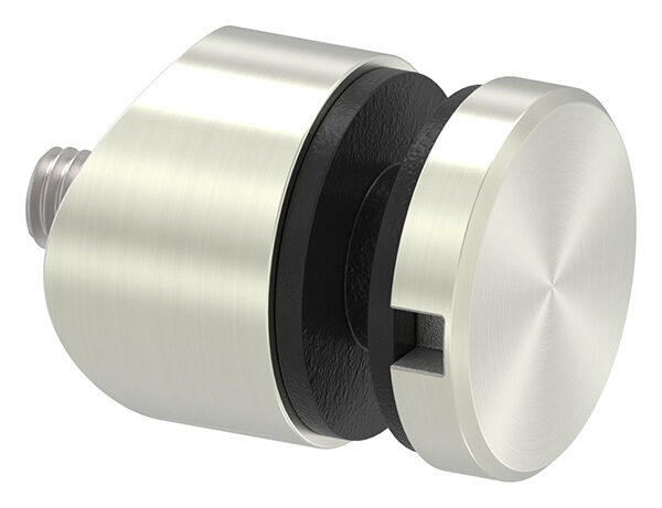Glaspunkthalter, Ø 30mm, Anschluss: 42,4mm, Gewinde M8, Glasbohrung: mind. 15mm, Klemmbereich: 6,0 - 12,76mm, Edelstahleffekt, inkl. Gummi