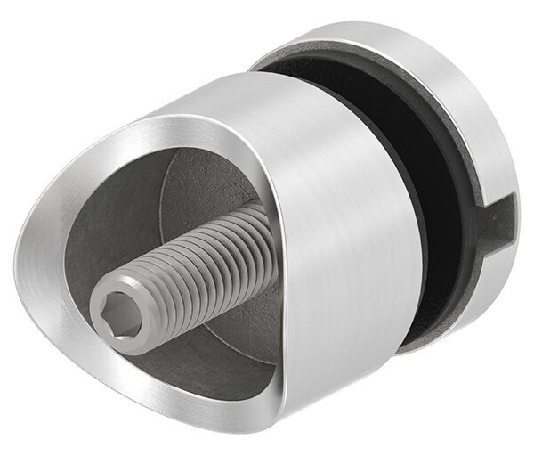 Glaspunkthalter, Ø 30mm, Anschluss: 33,7mm, Gewinde M8, Glasbohrung: mind. 15mm, Klemmbereich: 6,0 - 12,76mm, V2A, inkl. Gummi