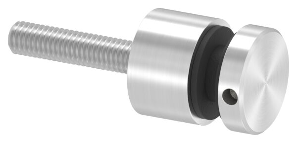 Glaspunkthalter, Ø 16mm, Anschluss: flach, Gewindestange M5x40, Bohrung mindestens 9mm, Klemmbereich: 4,0 - 8,0mm, V2A, inkl. Gummi