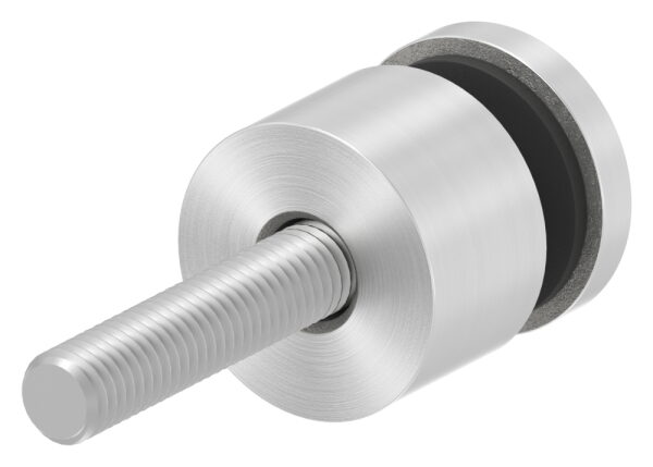 Glaspunkthalter, Ø 16mm, Anschluss: flach, mit Senkschraube M5x40, Bohrung mindestens 9mm, Klemmbereich: 4,0 - 8,0mm, V2A, inkl. Gummi