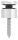 Glaspunkthalter, Ø 16mm, Anschluss: flach, mit Holzschraube M5x40, Bohrung mindestens 9mm, Klemmbereich: 4,0 - 8,0mm, V2A , inkl. Gummi
