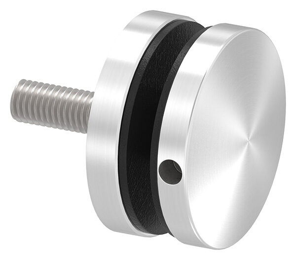 Glaspunkthalter, Ø 52mm, Anschluss: flach, Gewinde M10, Glasbohrung: min. 19mm, Klemmbereich 6,0 - 21,52mm, V4A, inkl. Gummi, mit allgemeinem bauaufsichtlichen Prüfzeugnis (abP)