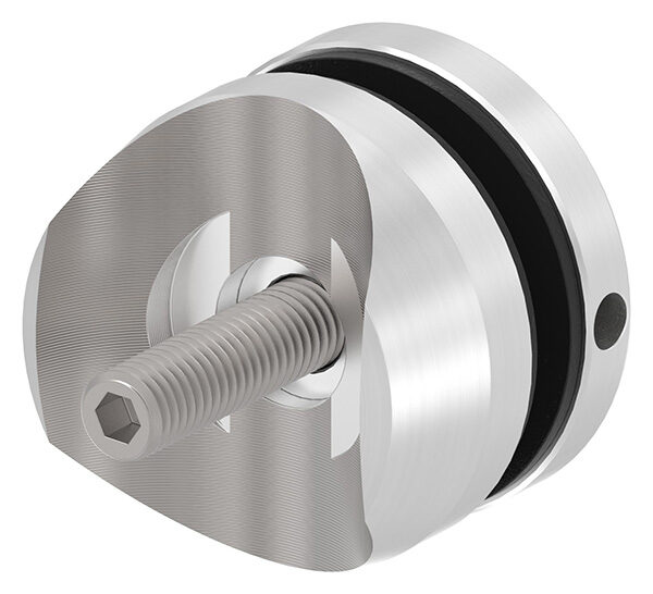 Glaspunkthalter, Ø 52mm, Anschluss: 42,4mm, Gewinde M10, Glasbohrung: min. 19mm, Klemmbereich 6,0 - 21,52mm, V2A, inkl. Gummi, mit allgemeinem bauaufsichtlichen Prüfzeugnis (abP)