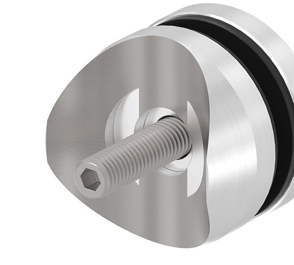 Glaspunkthalter, Ø 52mm, Anschluss: 48,3mm, Gewinde M10, Glasbohrung: min. 19mm, Klemmbereich 6,0 - 21,52mm, V2A, inkl. Gummi, mit allgemeinem bauaufsichtlichen Prüfzeugnis (abP)