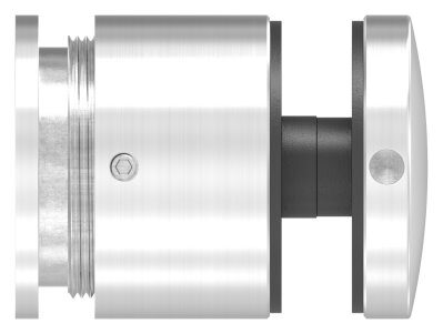 Glaspunkthalter, Ø 52mm, Anschluss: flach, Glasbohrung: mind. 19mm, Klemmbereich 12,0 - 25,52mm, verstellbarer Wandabstand 36 - 42mm, V4A, inkl. Gummi, mit allgemeinem bauaufsichtlichen Prüfzeugnis (abP)