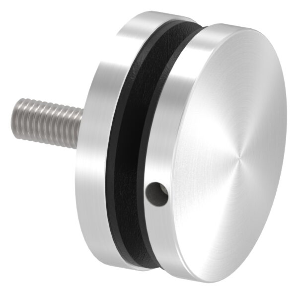 Glaspunkthalter, Ø 62mm, Anschluss: flach, Gewinde M10, Glasbohrung: min. 19mm, Klemmbereich: 6,0 - 21,52mm, V2A, inkl. Gummi, mit allgemeinem bauaufsichtlichen Prüfzeugnis (abP)