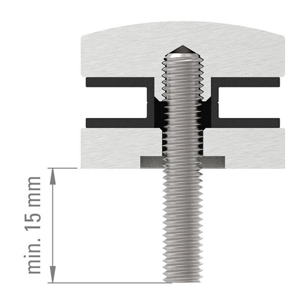 Oberteil für 62mm Glaspunkthalter, inkl. Gummipaar, ohne Schraube, V2A