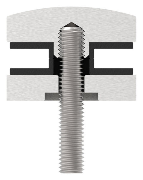 Oberteil für 62mm Glaspunkthalter, inkl. Gummipaar, ohne Schraube, V2A