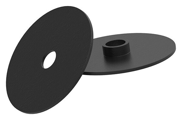 Glaspunkthalter, Ø 72mm, Anschluss: flach, Gewinde M12, Glasbohrung: mind. 18mm, Klemmbereich 12,0 - 21,52mm, V4A, inkl. Gummi, mit allgemeinem bauaufsichtlichen Prüfzeugnis (abP)
