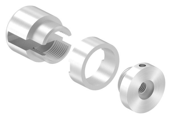 Brenk Grundhalter für Flachstäbe 20x6mm, mit Innengewinde M8, Aluminium 6063 T6, eloxiert