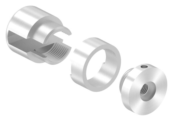 Brenk Grundhalter für Flachstäbe 20x8mm, mit Innengewinde M8, geschliffen Korn 240, V2A