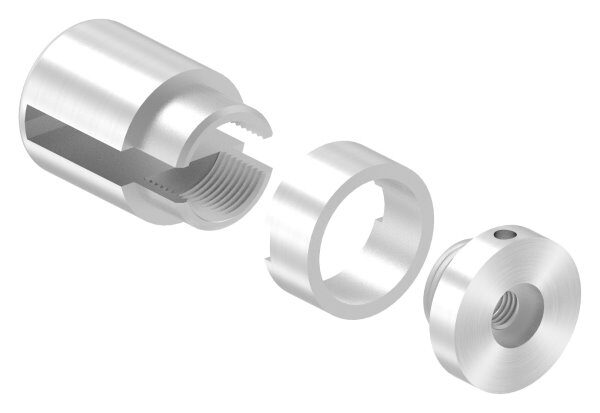 Brenk Grundhalter für Flachstäbe 30x6mm, mit Innengewinde M8, Aluminium 6063 T6, eloxiert