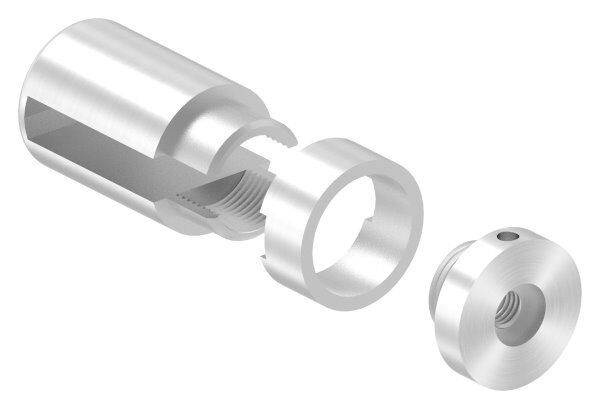 Brenk Grundhalter für Flachstäbe 40x8mm, mit Innengewinde M8, geschliffen Korn 240, V2A