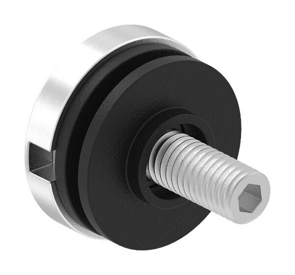 Glaspunkthalter Ø 30mm, passend zu Brenk Grundhaltern Ø 30mm inkl. Gummipaar und Gewindestift M8x30, für Glasstärke 3 - 8,76mm, Aluminium 6063 T6, eloxiert