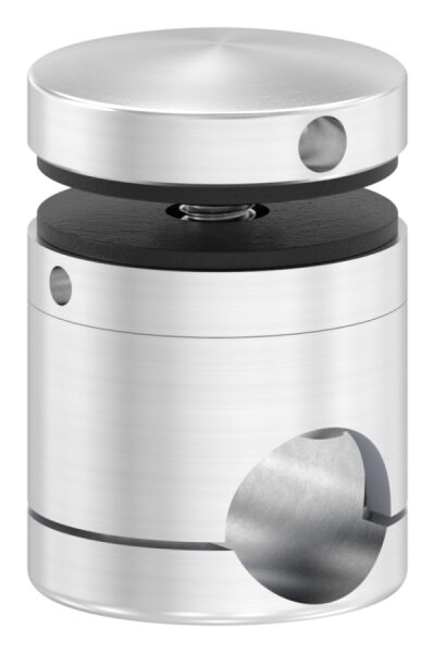 Glaspunkthalter Ø 40mm, passend zu Brenk-Halter, inkl. Gummipaar und Gewindestift M8x30, für Glasstärke 5 - 10,76mm, geschliffen Korn 240, V2A