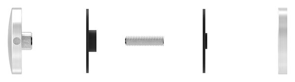 Glaspunkthalter Ø 52 mm, passend zu Brenk-Halter, inkl. Gummipaar und Gewindestift M8x35, für Glasstärke 8 - 12,76mm, Aluminium 6063 T6, eloxiert