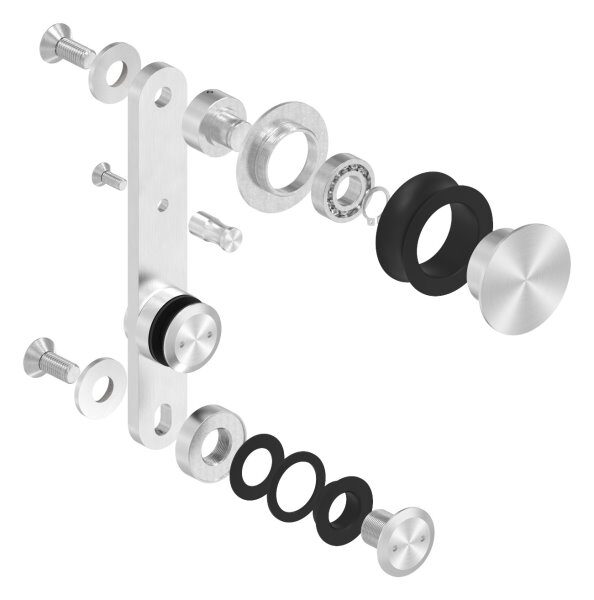 Einzelrollwagen für Glasschiebetüren, Tragkraft max. 90kg, V2A