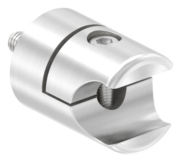 Halter für rundes Klemmprofil 18mm, Anschluss: gerade, Bef.-Schraube: M6x25, V2A